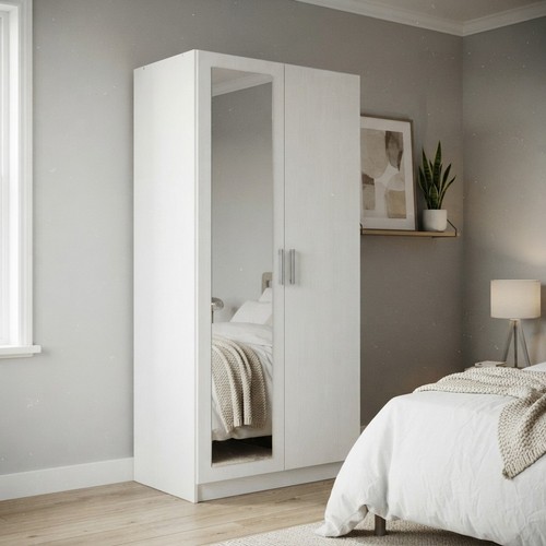 Elegant door white wardrobe - white,